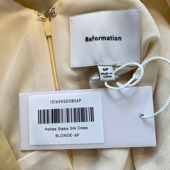 Reformation Stasia Silk Dress Blonde - Picture 14 of 16